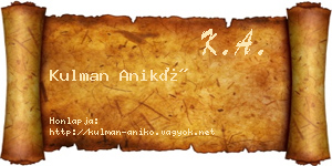 Kulman Anikó névjegykártya